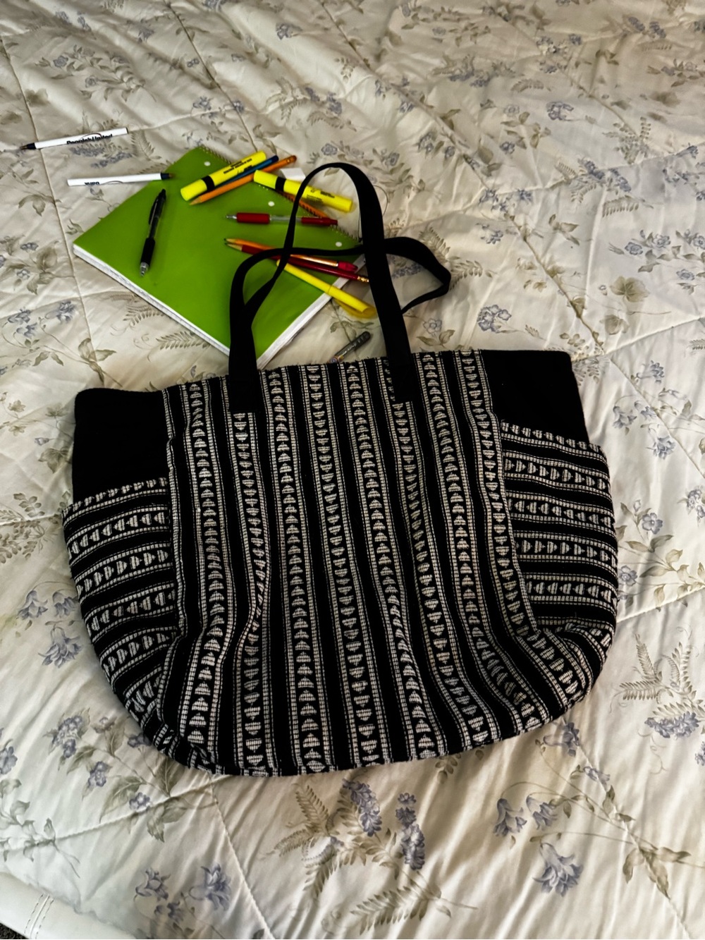 Black & White Patterned Tote Bag - Brand: